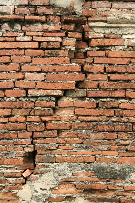 Cracked Old Red Brick Wall Vertical Background Stock Photo Image Of