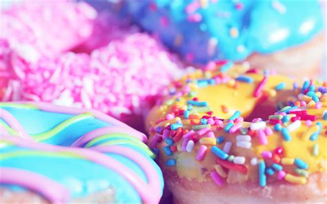 Download Wallpapers Donuts 4k Close Up Sweets Cakes Colorful