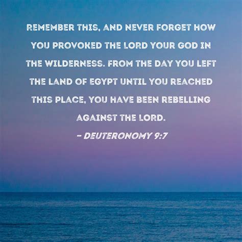 Deuteronomy 9:7 Remember this, and never forget how you provoked the