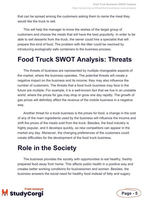Food Truck SWOT Analysis Free Essay Example