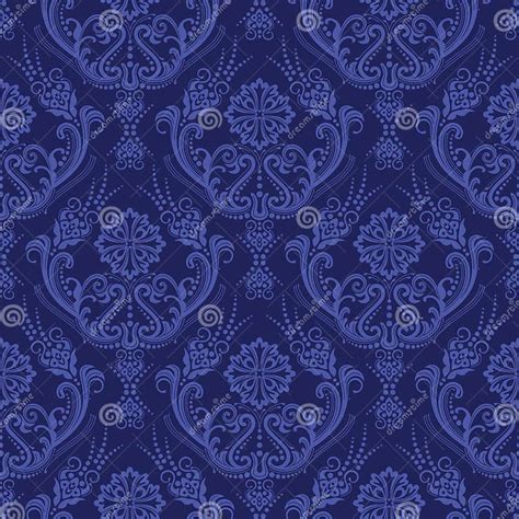 Luxury Blue Floral Damask Wallpaper Stock Vector Illustration Of