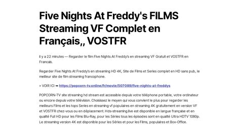 Five Nights At Freddys Films Streaming Vf Complet En Français Vostfr