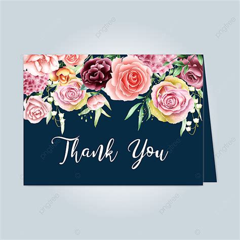 Beautiful Floral Card With Thank You Message Template For