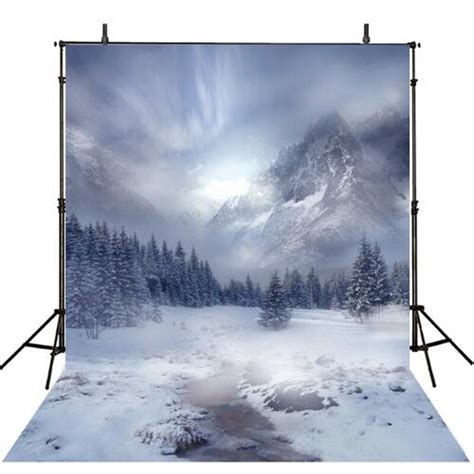 Thin Vinyl Snow Mountain Forest Winter Photography Backdrops Snow Scene