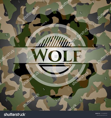 Wolf On Camouflage Pattern Stock Vector Royalty Free 1141383353