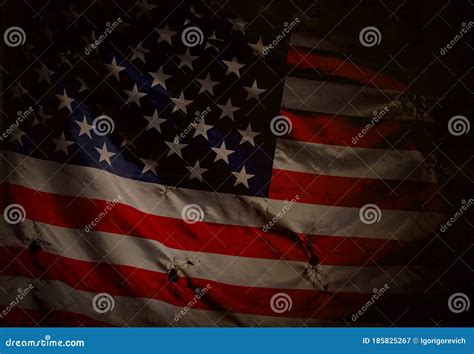 Closeup Of Grunge American Flag Stock Image Image Of National Chaos