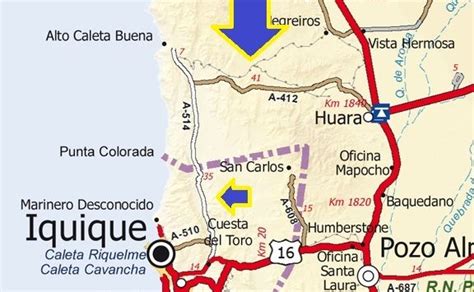 Calle baquedano é de 1.6 km da propriedade, enquanto playa brava la gaviota 2225, iquique, chile (para o mapa). Libreta de apuntes: Antigua ruta a Huara sería alternativa ...