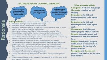 Cooking vs Baking by Noelle's Food Studies Resources | TpT