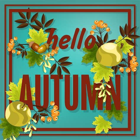 Premium Vector Autumn Floral Background With Hello Autumn Text