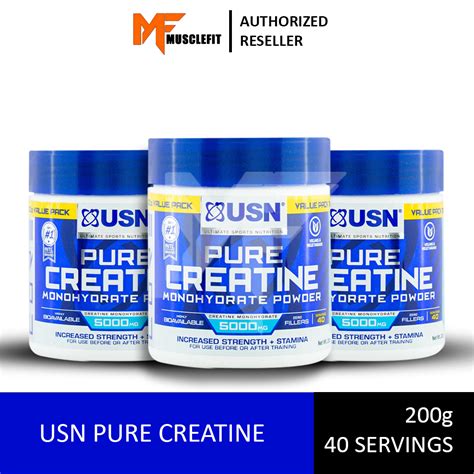 Usn Pure Creatine Monohydrate Unflavored 200 G 40 Serving Shopee Malaysia