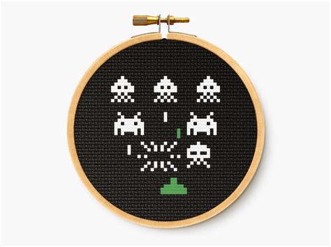 Space Invaders Cross Stitch Pattern Retro Game Embroidery Etsy Italia