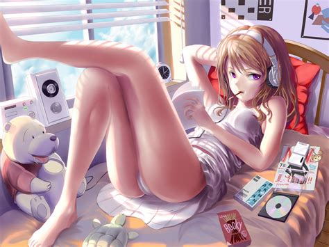 Wallpaper Anime Girls In Bed Cartoon Original Characters