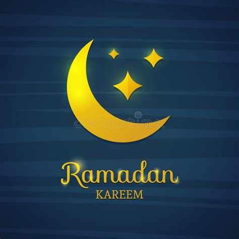 Gouden Halve Maan Op Een Blauwe Achtergrond Gele Maan Voor Ramadan