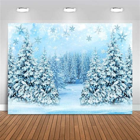 Mocsicka Winter Scene Backdrop Snowy Christmas Pine Tree