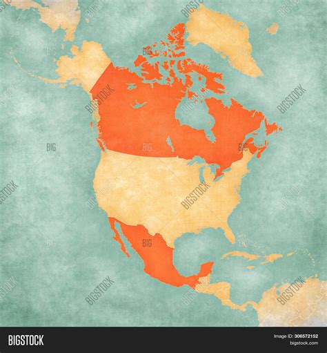 Canada Mexico On Map Image Photo Free Trial Bigstock
