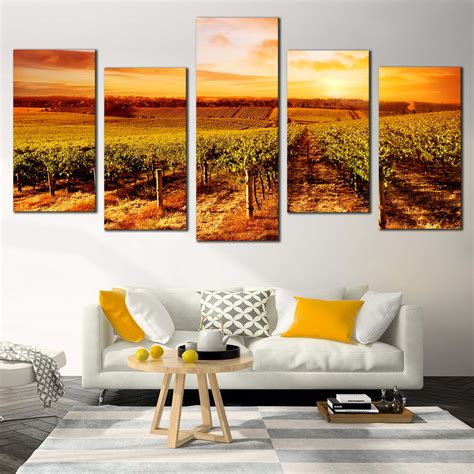 Vineyard Scenery Canvas Wall Art Beautiful Green Vineyard Landscape C