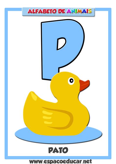 Alfabeto De Animais Cartaz Com A Letra P Do Pato EspaÇo Educar