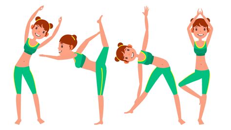 Best Premium Female Doing Yoga With Different Poses Illustration