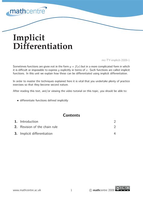 Implicit Differentiation Alg Studocu