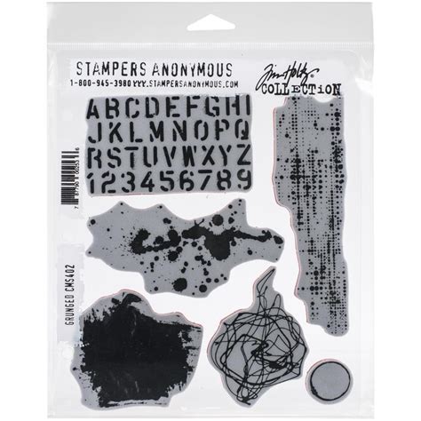 Stampers Anonymous Tim Holtz Cling Mounted Rubber Stamp Set Grunged