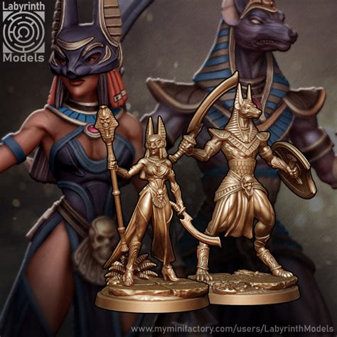 3D Printable Anubis Warriors And Priestess 32mm Scale By Labyrinth Models