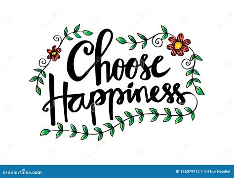 Choose Happiness Hand Lettering Stock Vector Illustration Of