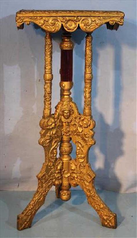 Victorian Gold Gilded Pedestal With Ornate Decoration