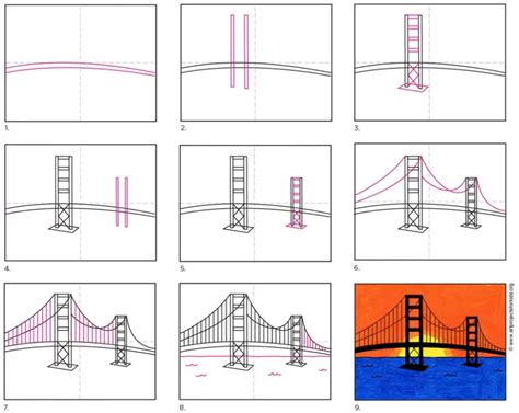 How To Draw The Golden Gate Bridge · Art Projects For Kids In 2020