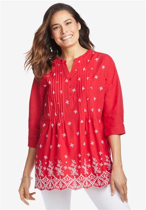 Embroidered Cotton Tunic Fullbeauty Outlet