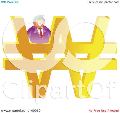 Royalty Free Rf Clipart Illustration Of A Businessman On A Large Won