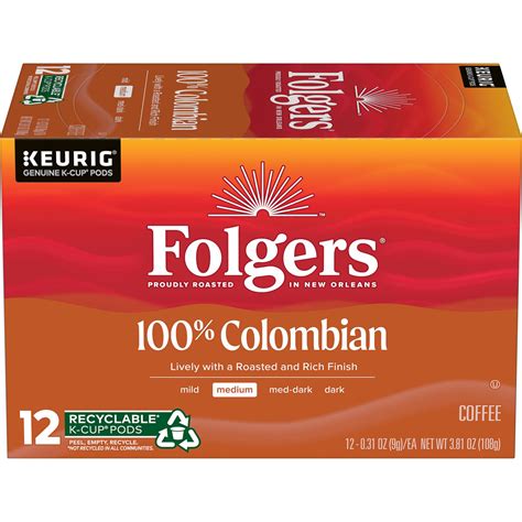 Folgers 100 Colombian Medium Dark Roast Single Serve Coffee K Cups Shop Coffee At H E B