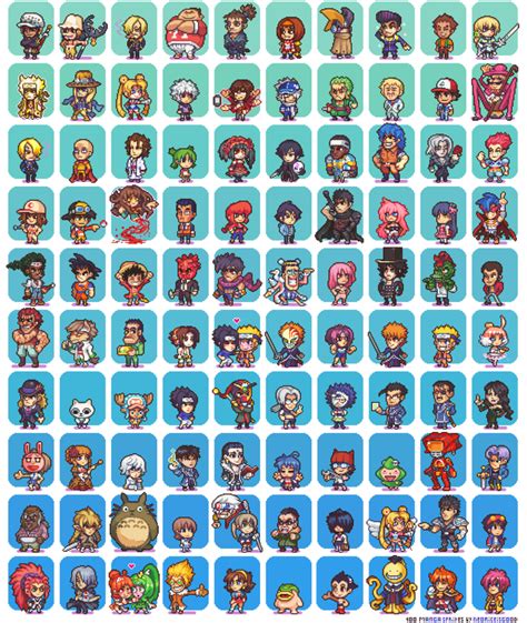 100 Manga And Anime Sprites By Neoriceisgood On Deviantart Pixel Art