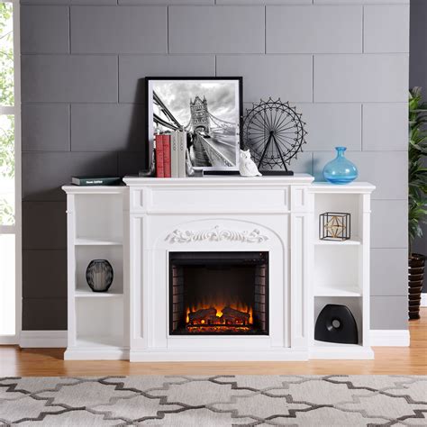 Crayfire Bookcase Electric Fireplace White