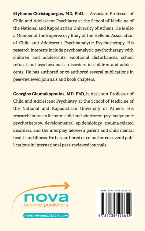 Child And Adolescent Psychodynamic Psychotherapy Nova Science Publishers