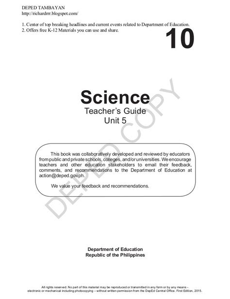 Science Learners Module Grade 10 Unit 3