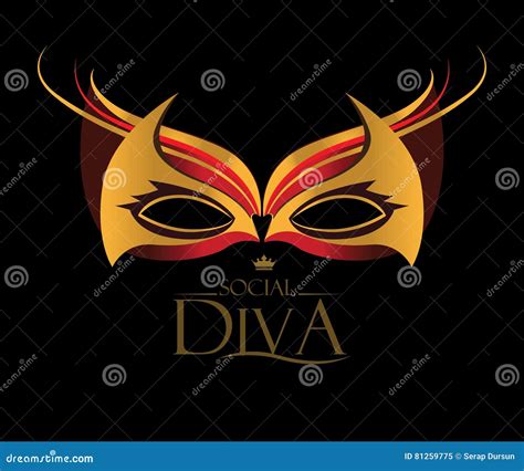 Diva Logo With Masquerade Glasses Stock Illustration Illustration Of