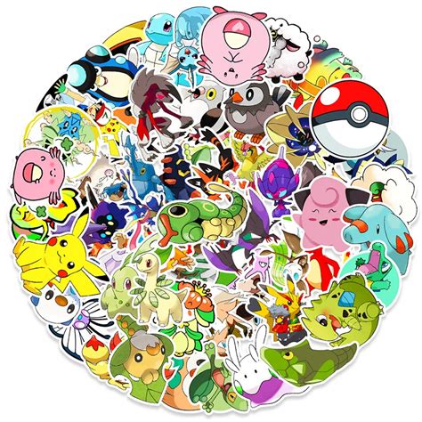 10 30 50 100pcs Kawaii Pokemon Anime Stickers Pikachu Cartoon Decals Graffiti Laptop Suitcase