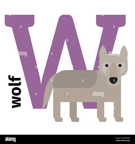 Inglés Animales Zoológico Alfabeto Con La Letra W Wolf Y La Letra