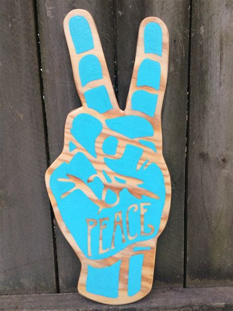 Peace Sign Hand Painted Wood Sign Peace Symbol Wooden Sign Etsy