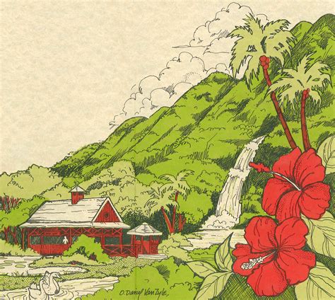 Vintage Illustration Of A Hawaiian Island Used To A Restaurant Menu