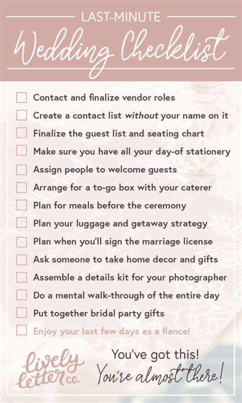 Grab This Free Printable Last Minute Wedding Checklist Last Minute