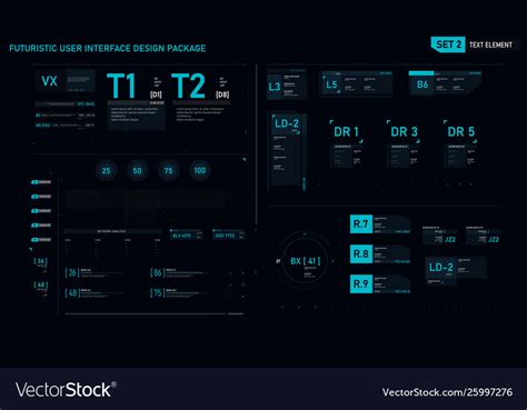 Futuristic User Interface Design Element Set 02 Vector Image