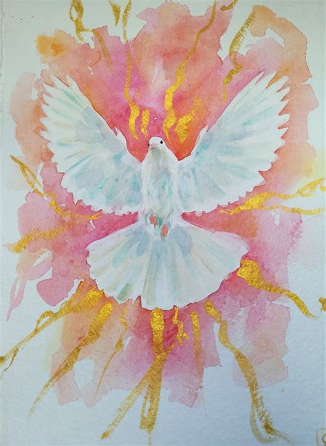 Original Watercolour Painting Holy Spirit Dove Etsy
