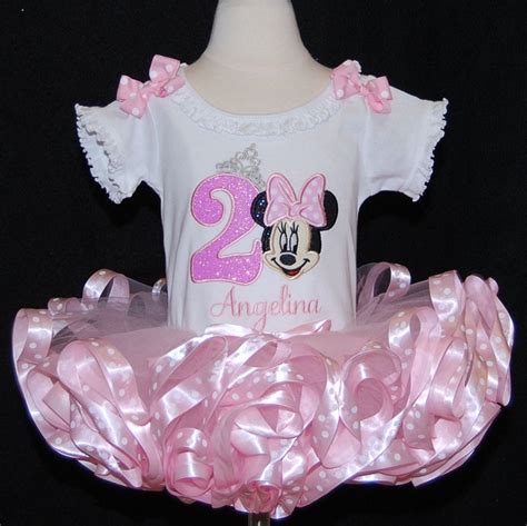 Minnie Mouse Sparkle Princess 2nd Birthday Outfit Pink Tutu Outfit Ribbon Trim Tutu Birthday