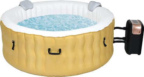 Costway Inflatable Hot Tub Spa Portable 4 Person Round Hot Massage Tub W Pool Cover Ground