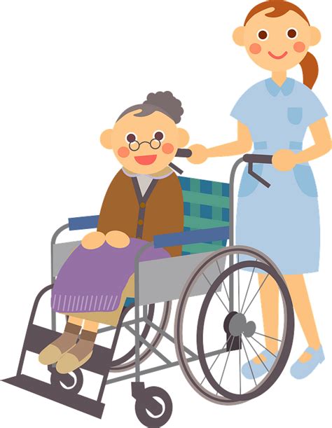 Nurse Is Pushing A Grandmother In Her Wheelchair Clipart Free Download