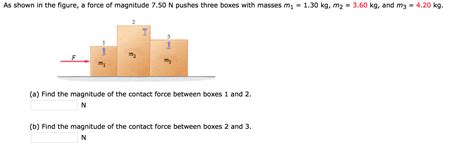 Solved A Force Of Magnitude 750 N Pushes Three Boxes With