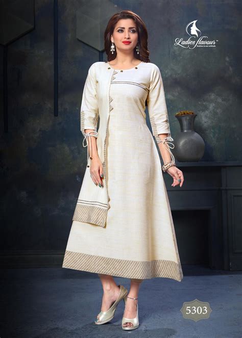 This stylish short kurti is coloured in dark blue shade and has pretty print design in a combination of yellow, orange and white on the front. LADIES FLAVOUR CREAMERY SOUTH HANDLOOM COTTON STYLISH ...