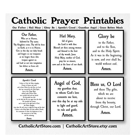 Catholic Prayer Printable 6 Pack Our Father Hail Mary Glory Etsy
