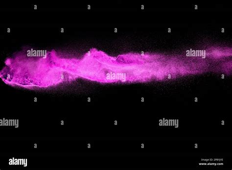Pink Dust Particle Splash On Black Backgroundpink Powder Splash Stock